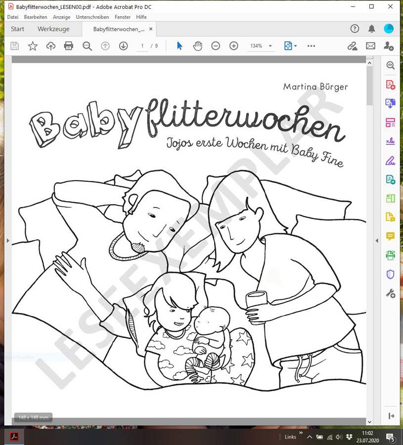 PDF Ansicht des Leseexemplars von "Babyflitterwochen - Jojos erste Wochen mit Baby Fine"